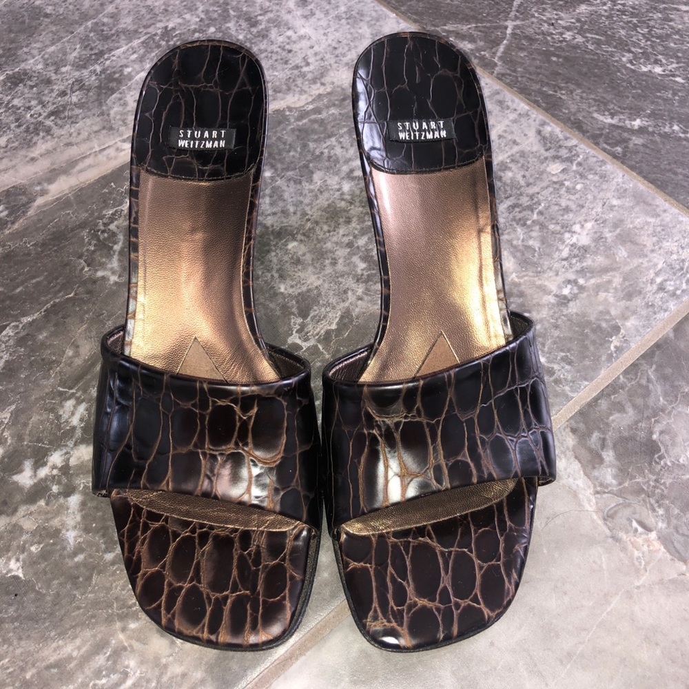 Stuart Weitzman Heeled Crocodile Sandals